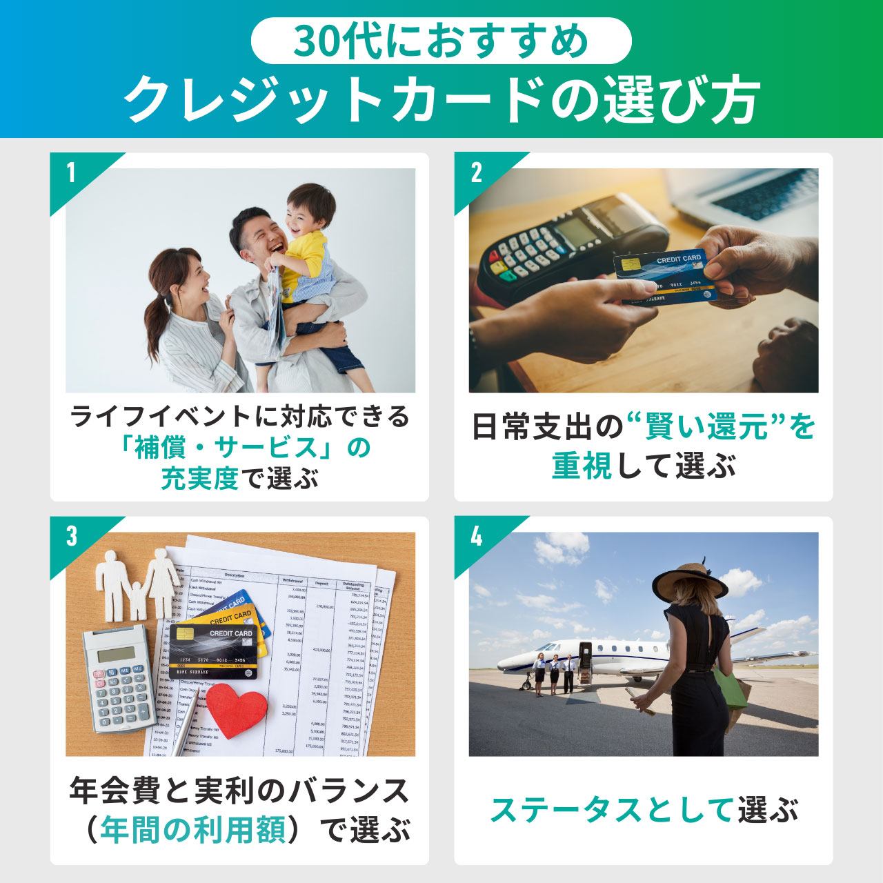 30代におすすめのクレジットカードの選び方