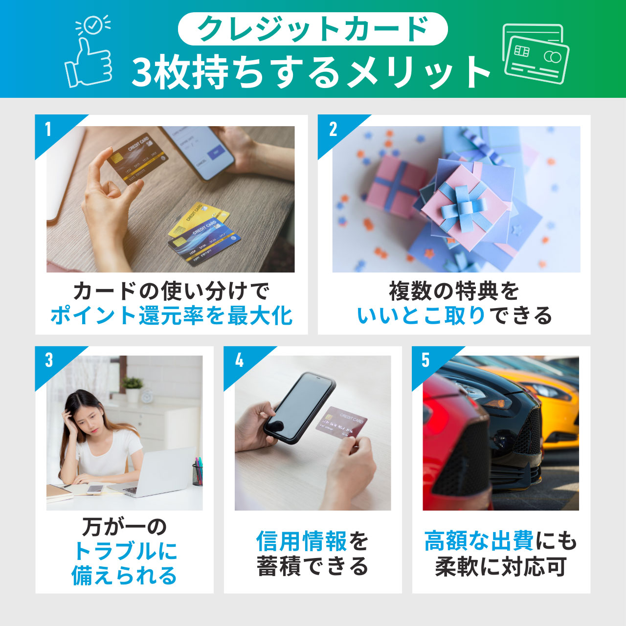 クレジットカードを3枚持ちするメリット